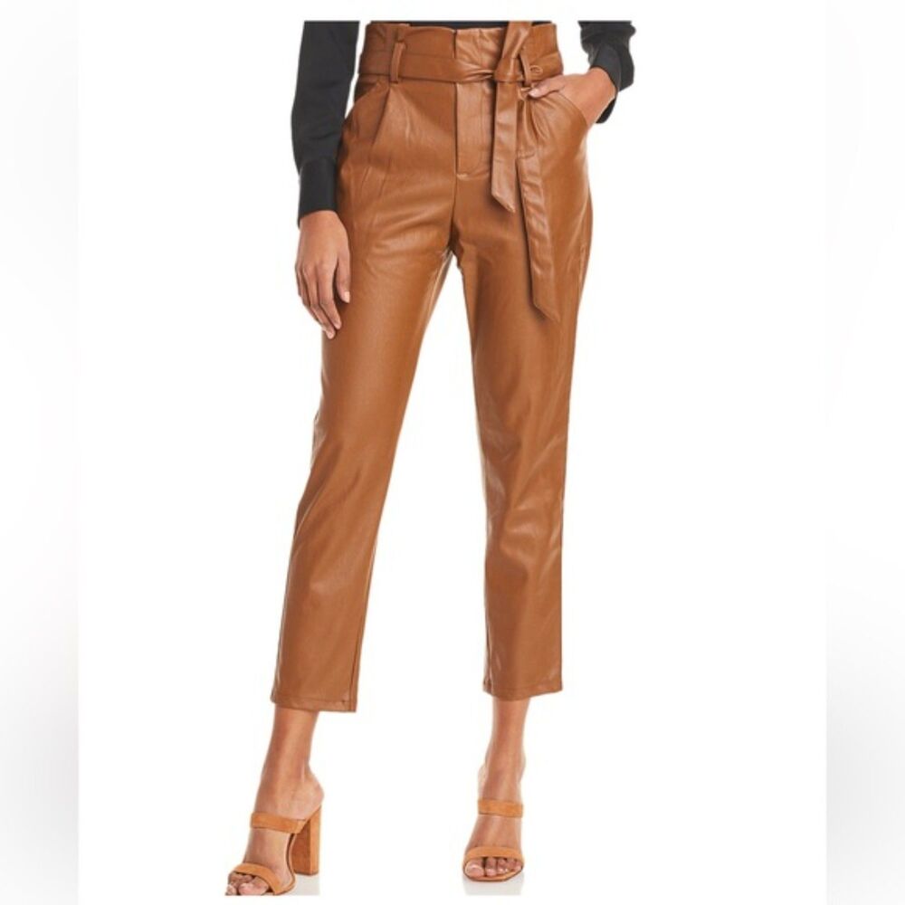Lucy Paris Faux Leather Paperbag Waist Cropped Pants Size Large